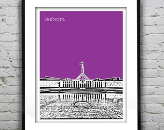 Canberra Australia Poster Art Skyline Print Australian Capital Building