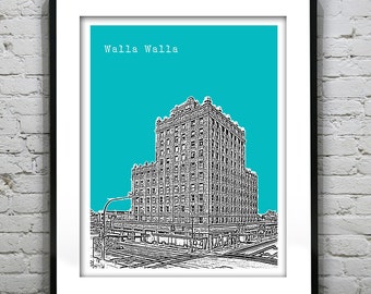 Walla Walla Washington Skyline Poster Art Print