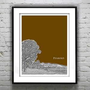 Fremont California Poster Art Skyline Print Mission Peak Central Park CA Item T2488