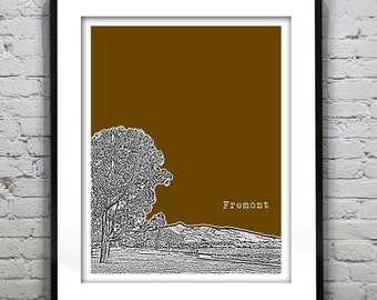 Fremont California Poster Art Skyline Print Mission Peak Central Park CA Item T2488