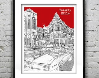 Beverly Hills Los Angeles Poster LA Skyline Art Print California Item T2285