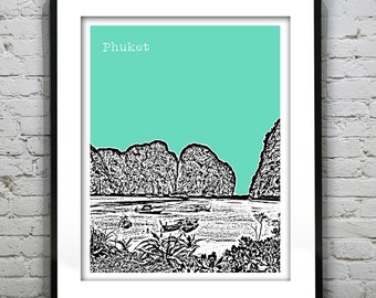 Phuket Thailand Skyline Poster Print Art Version 4