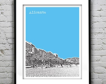 Alicante Poster Art Print Skyline Playa Beach Spain