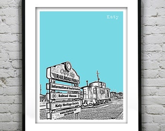 Katy Texas Texas Skyline  Print Art TX