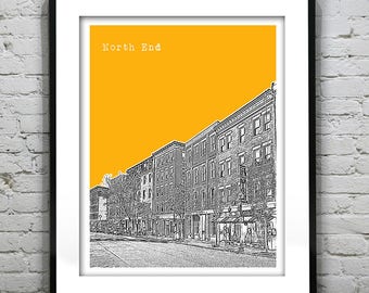 North End Boston Massachusetts Skyline Poster Art Print Item T4430