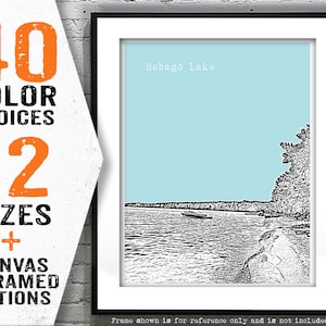 Sebago Lake Maine Skyline Poster Art Print ME Item T5118