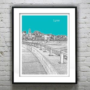 Lynn Massachusetts Skyline Poster Art Print MA Version 4