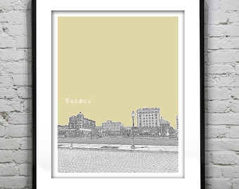 Wausau Wisconsin Poster Print Art City Skyline WI Version 1