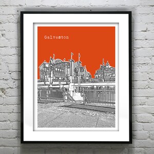 Galveston Skyline Poster Art Print Texas TX Item T5104