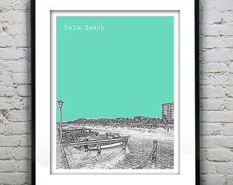 Palm Beach Aruba Skyline Poster Art