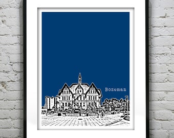 Bozeman Montana Poster Skyline Art Print MO Version 10102