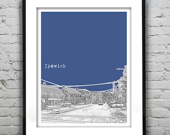 Ipswich Massachusetts Skyline Poster Art Print MA Version 1