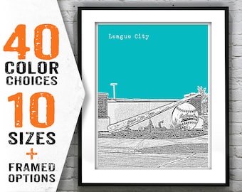 League City Texas Skyline Art Print Poster TX Item T1524