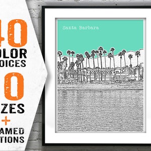 Santa Barbara CA Skyline Poster Art Print California Item T1092