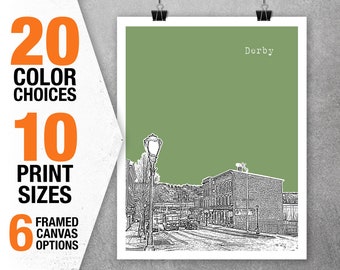Derby Connecticut Skyline Poster Art Print CT Item T2361