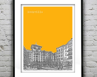 Rockville Maryland Skyline Poster Art Print MD Version 1