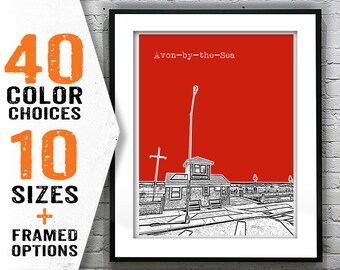 Avon-by-the-Sea New Jersey Skyline Poster Print Art NJ Avon by the sea Item T2118