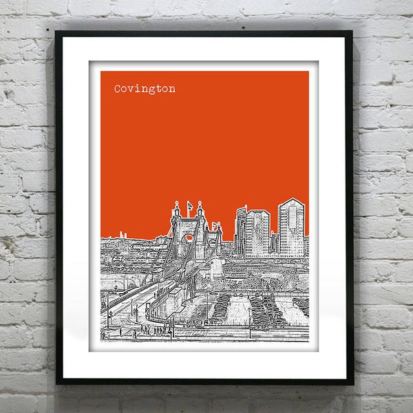 Covington Kentucky Poster Art Print Skyline Version 2