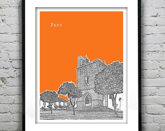 Faro Portugal Poster Art Print City Skyline Item T1016