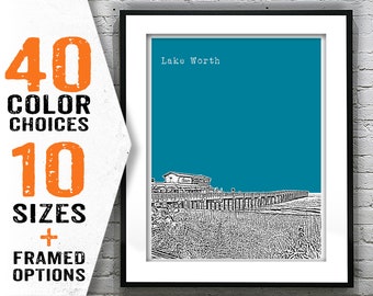 Lake Worth Florida Skyline Poster Art Print FL Item T2111