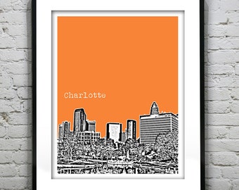 Charlotte North Carolina Poster City skyline Art Print NC Item T4177