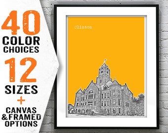 Clinton Iowa Skyline Poster Art Print IA Item T2257