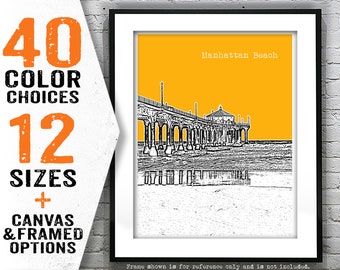 Manhattan Beach California Skyline Poster Art Print CA Item T4941