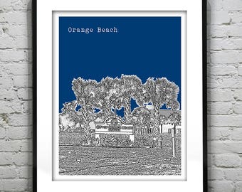 Orange Beach Alabama Poster Art Print Skyline AL Item T1048