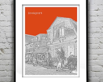 Rockport Skyline Poster Art Print Massachusetts MA Item T2401