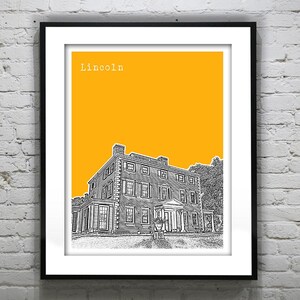 Lincoln Massachusetts Skyline Poster Art Print Codman House MA Item T4582
