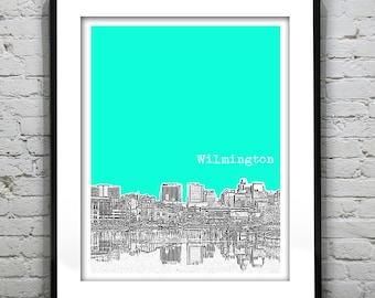 Wilmington Delaware Poster Art Print Skyline