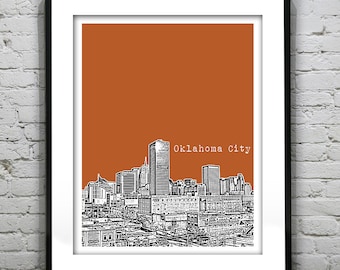 Oklahoma City Oklahoma Skyline Poster Art Print OK Image Version 3