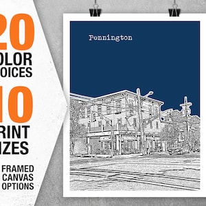 Pennington New Jersey Skyline Poster Art Print NJ Item T5404