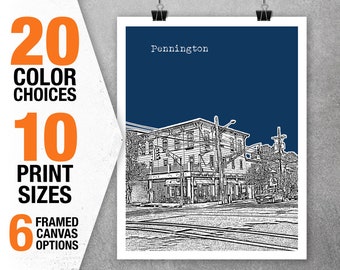 Pennington New Jersey Skyline Poster Art Print NJ Item T5404