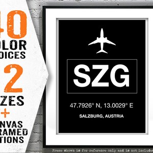 SZG Salzburg International Airport Aviation Poster Art Print Austria Item T4054