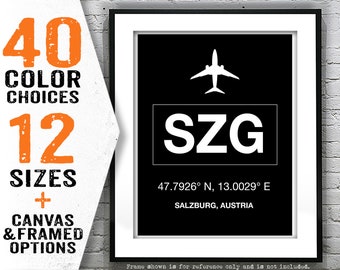 SZG Salzburg International Airport Aviation Poster Art Print Austria Item T4054