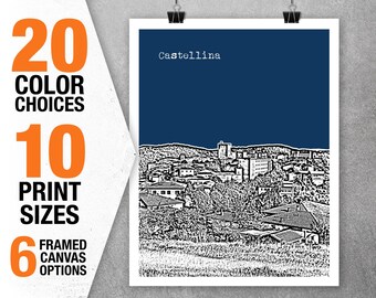 Castellina Italy Poster Tuscany Art Print Skyline Item T5510