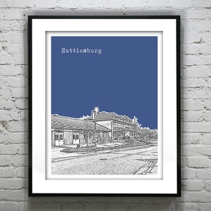 Hattiesburg Mississippi Skyline Poster Art Print MS