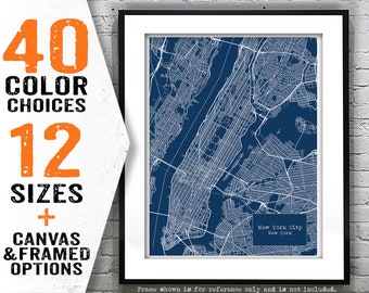 New York City Blueprint Map Poster Art Print Manhattan Item T4138