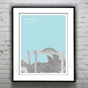 Bald Head Island Skyline Poster Art Print North Carolina NC Version 1