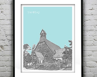 Yardley PA Poster Print Art Pennsylvania Skyline St. Andrews Church Version 4