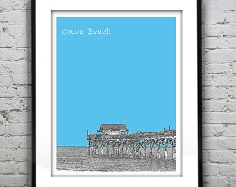 Cocoa Beach Florida Skyline Poster Art Print  Image