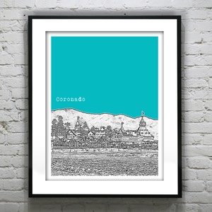 Coronado California Skyline Poster Print Art California CA
