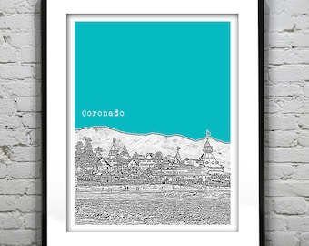 Coronado California Skyline Poster Print Art California CA