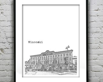 Winooski Vermont VT City Skyline Poster Print Art Version 1