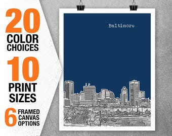 Baltimore Skyline Poster Art Print Maryland MD Item T5574