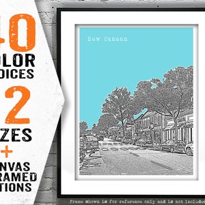 New Canaan Connecticut Poster Print Art Skyline CT Item T5015