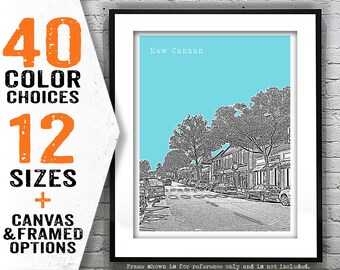 New Canaan Connecticut Poster Print Art Skyline CT Item T5015
