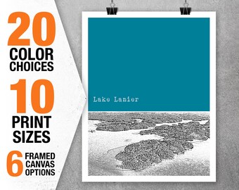 Lake Lanier Georgia Skyline Poster Art Print Image GA Item T5339
