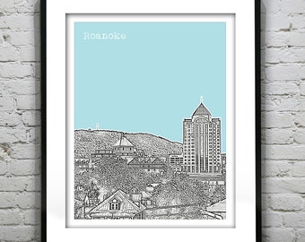 Roanoke Mill Mountain Poster Art Skyline Print Virginia VA Item T2804